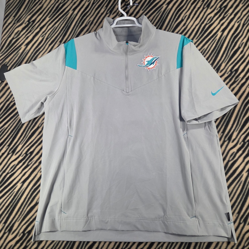 Nike NFL Miami Dolphins Sideline Coach 1/4 Zip Short Sleeve Jacket Grey XXL